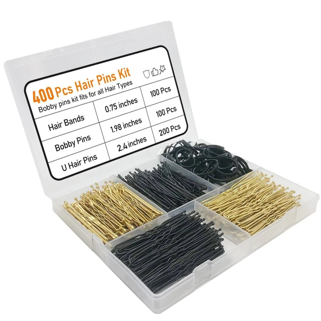 400 PCS HAIR Pins Kit, Including 100 Pcs Bobby Pins, 100 Pcs U Hair ...