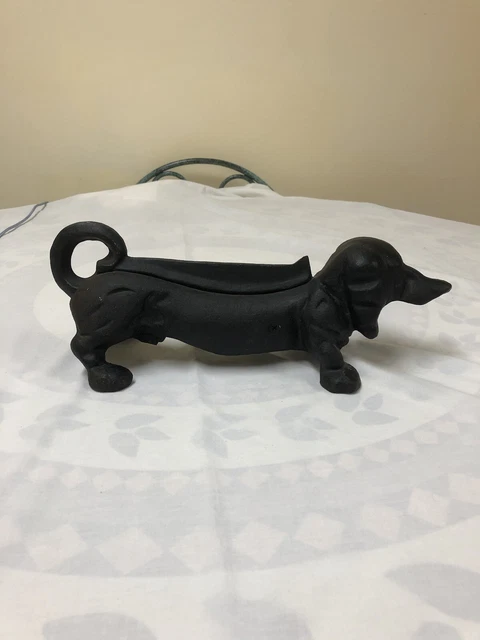 Antique Cast Iron Dachshund Dog Boot Shoe Scraper Door Stop
