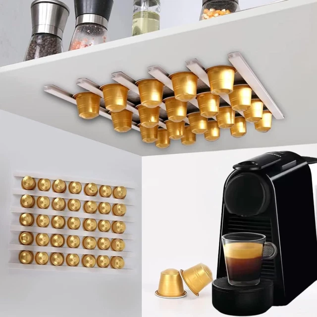 Portacapsule SYSYLY Per Dolce Gusto – Contenitore A Cassetto In Metallo E Legno Massello, Capacità 30 Capsule, Design Salvaspazio E Maniglia Ampia, Per Cucina Moderna