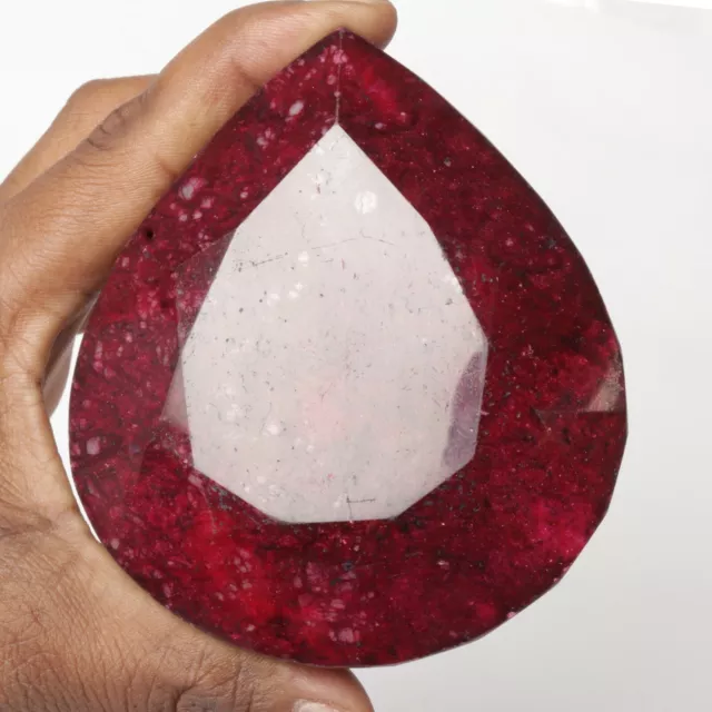 Large Natural Pear Cut Red Ruby 1300 Ct. Faceted Red Ruby Loose Gemstone FJ-938