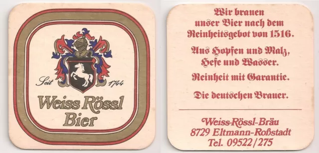 Weiss Rössl Bier, Eltmann-Roßstadt - alter Bierdeckel "Reinheitsgebot von 1516"