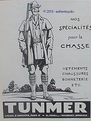 PUBLICITE BURBERRYS VETEMENTS CHASSE    advert  1924 
