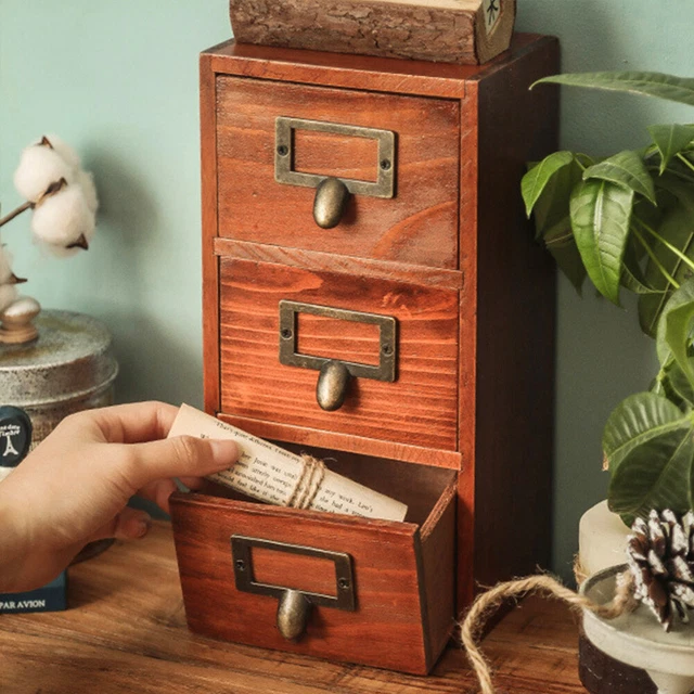 Wooden Drawer Desktop forHome Workspace Counter Vanity Decor Art Craft Tool Mail