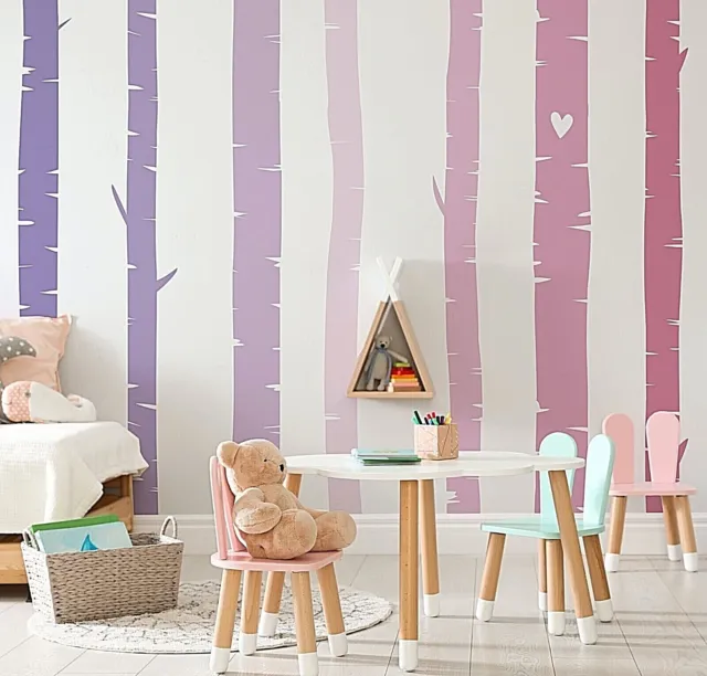 Colorful Birch Tree Wall Rainbow Wall Decals, Stickers, Wall Art Decoration 469