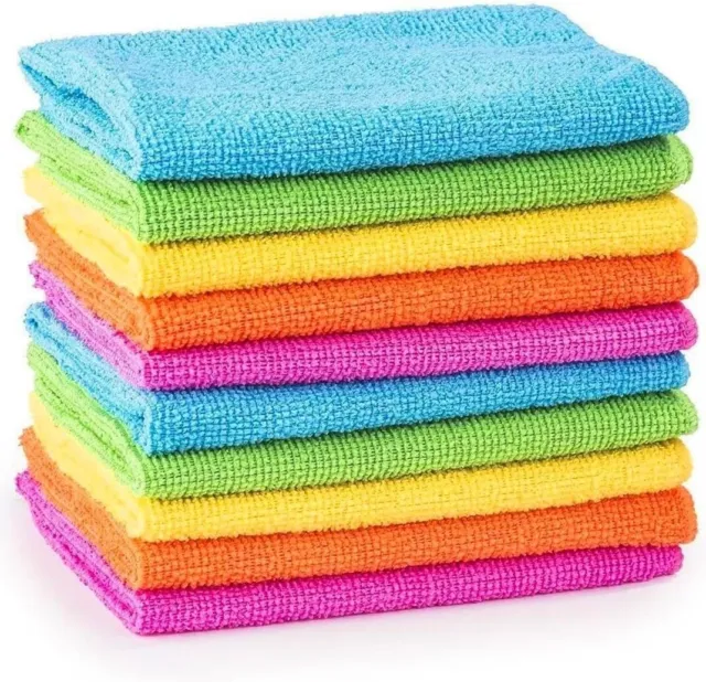 Pack of 10 Microfibre Cleaning Cloths Dusters Car Bathroom Polish Towels, Size