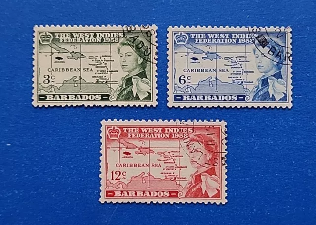Barbados Stamps, Scott 248-250 Complete Set Used