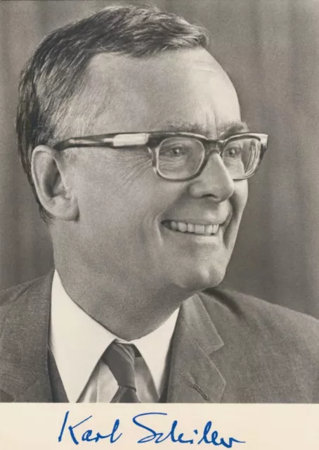 Prof. Dr. Karl Schiller, ehem. Bundesminister, verstorben, alte Autogrammkarte