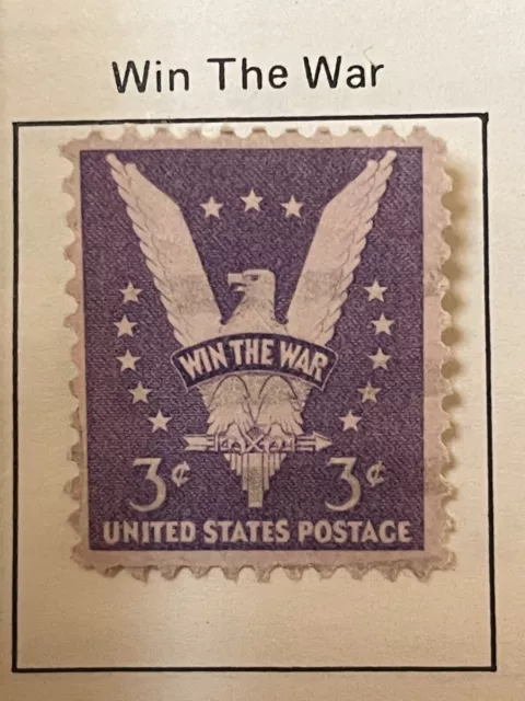 WW2 Era 3 Cent Stamp “Win The War” US Postage Vintage 1942-45 Purple Military