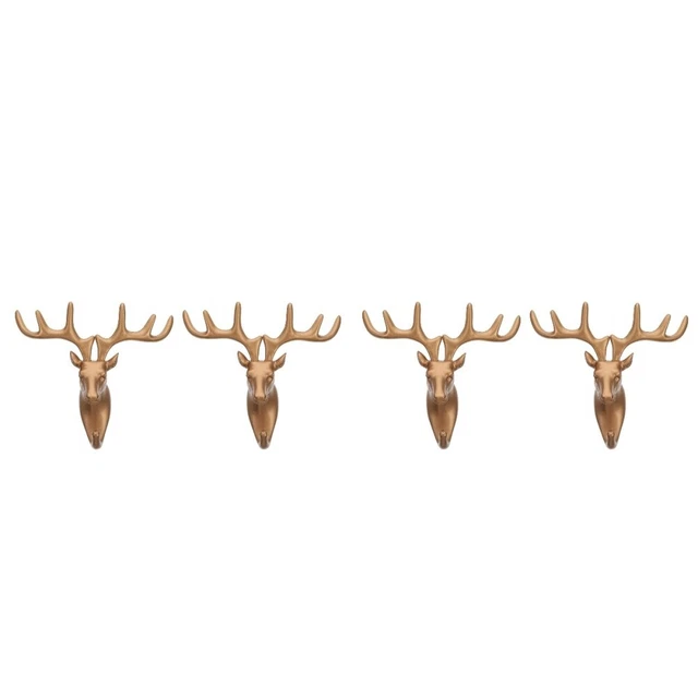 4 Pcs Key Holder Hook Animal Wall Deer Art Gold Towel Bling Decor