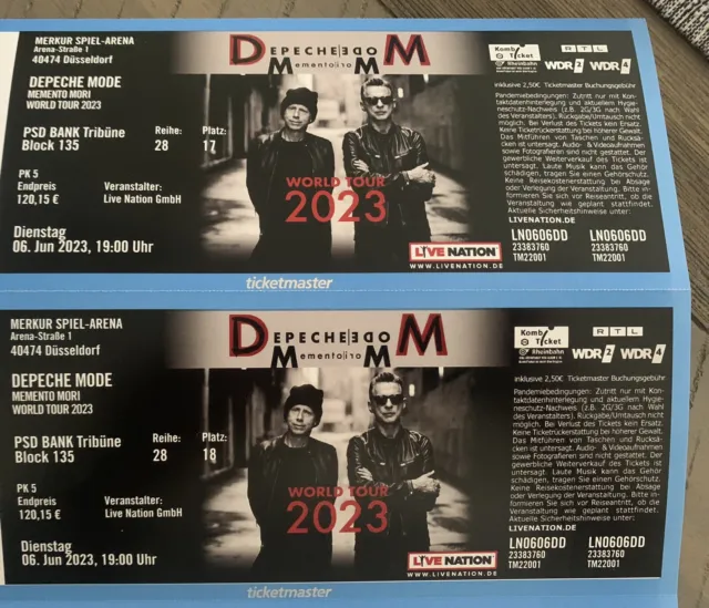 2 x Depeche Mode Karten Düsseldorf 06.06.2023