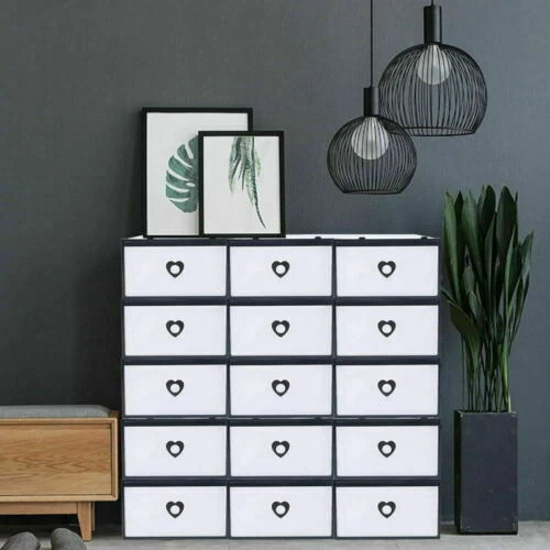 20Pcs Foldable Shoe Box Storage Organizer Box Transparent Drawer Box Home Use