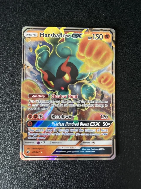 Marshadow GX - 80/147 - SM Burning Shadows halbe Kunst Pokémonkarte - fast neuwertig