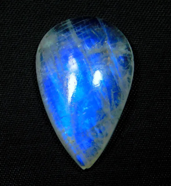 16.CT 100% Natürlich Blau Feuer Regenbogen Mondstein Pear Cabochon Edelstein Ck