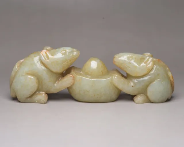 Collection Chinese Natural Hetian Jade Carved Exquisite Mouse Statue Figurines