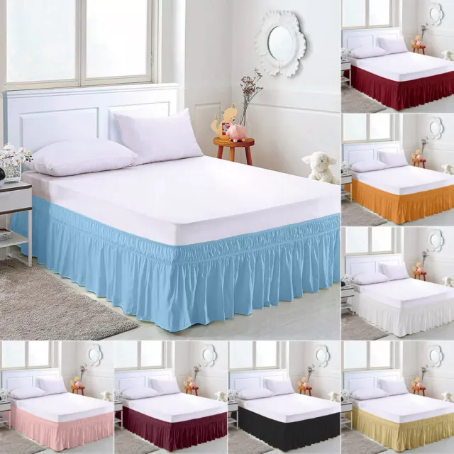 Solid Color Elastic Bed Skirt Hollow Ruffle Bed Cover Twin Full Queen King Size