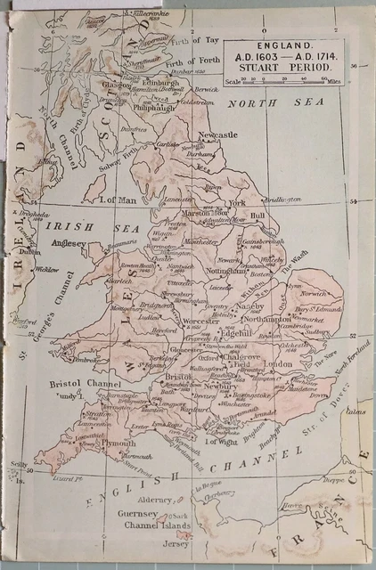 MAPPA INGHILTERRA 1603 Ad 1714 Stuart Periodo Worcester London Galles