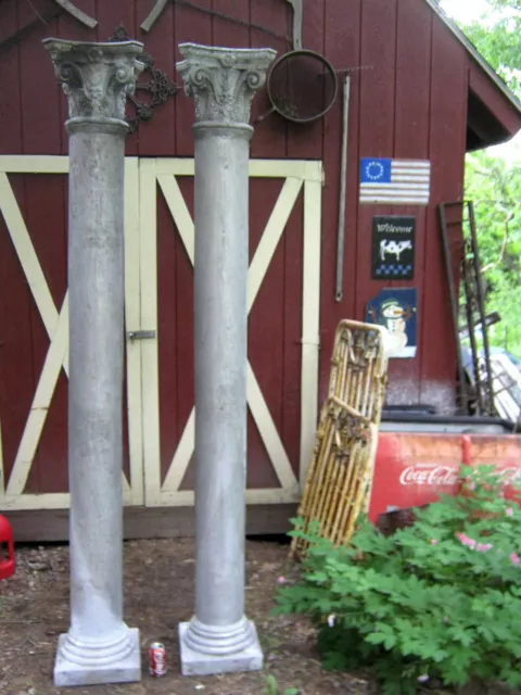 2 Antique Architectural Garden Aluminum Column Post Art Pillar Porch Street Lamp
