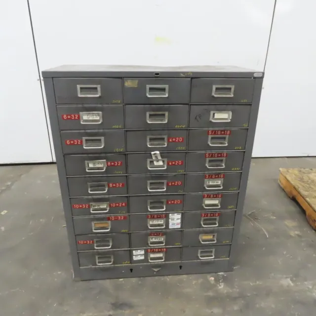 27 Drawer Industrial Metal Small Parts Bin Cabinet 30-1/2"Wx13"Dx37-3/4"H