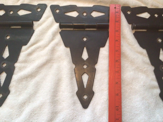 3-Black T-Strap Hinges Cast Iron Heavy Duty 10” Barn Door Fence Gate 11