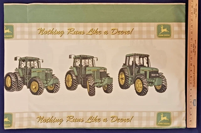 Vintage John Deere Tractor & Logo cotton pillowcase Green Gold 28 1/2" x 19 1/2"