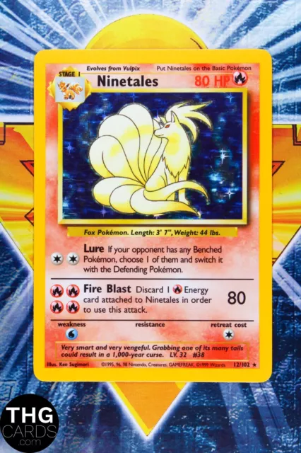 Ninetales 12/102 Holo Rare Base Set Pokemon Card