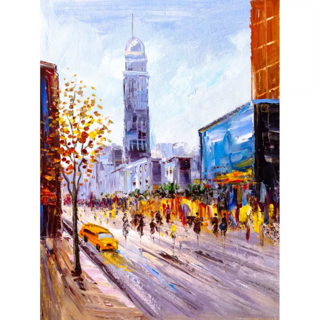 New York Cityscape Painting Art Print Canvas Premium Wall Decor Poster