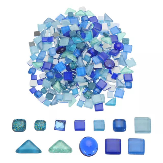 500g Irregular Crystal Glass Mosaic Tiles, Craft Mosaic Tiles Blue Series