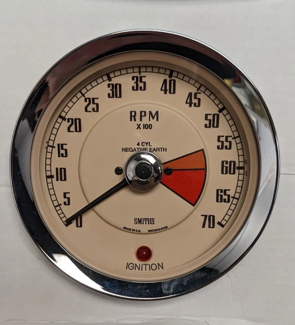 MGB Electric Tachometer w/ Magnolia face, Negative ground, new in box