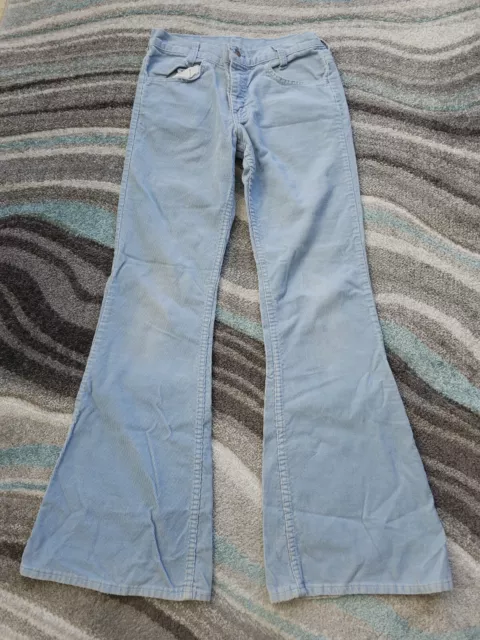 Vintage Levi's Bell Bottoms Corduroy Pants Womens 27 X 31 Blue Cords 70s