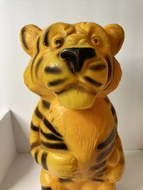 Vintage Irwin Tiger Blow Mold Coin Bank 14 1/2 Inches Tall USA Airbrushed 2