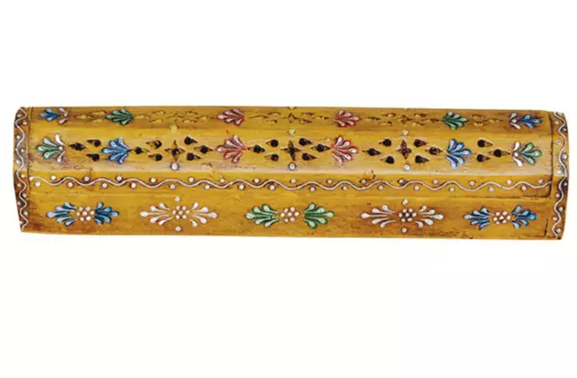 Hand Painted 12 inch Incense Burner Wood Coffin Box with Storage