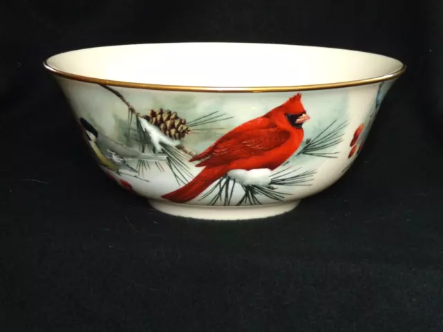 9" Lenox Winter Greetings Scenic Birds Serving Bowl by Catherine McClung (A)