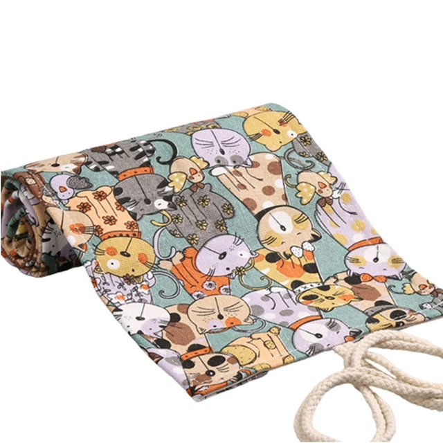 Escuela Gran Capacidad Pintor Lona Lona Estuche Lápiz Pluma Cortina Rollo Bolígrafo Bolsa
