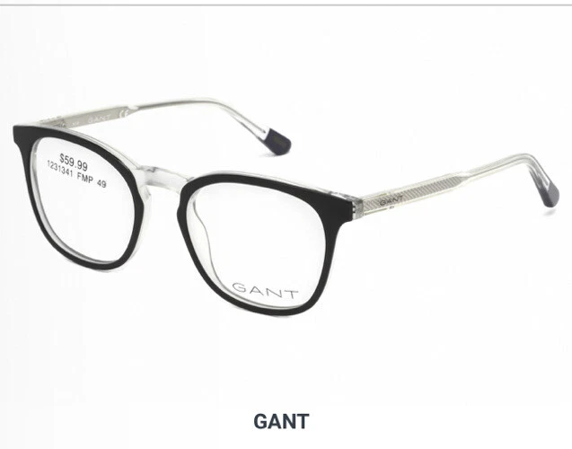 Nuevo marco de gafas redondas para hombre GANT negro 49X19X140 RR