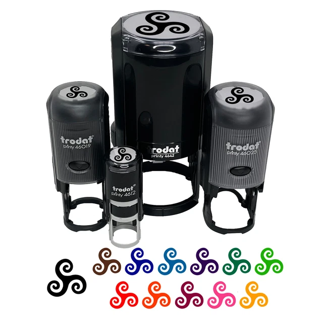 Triskele Triskelion Triple Spiral Celtic Symbol Self-Inking Stamp Ink Stamper