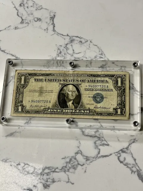1957 STAR NOTE One Dollar Blue Seal Silver Certificate Old US $1 Bill