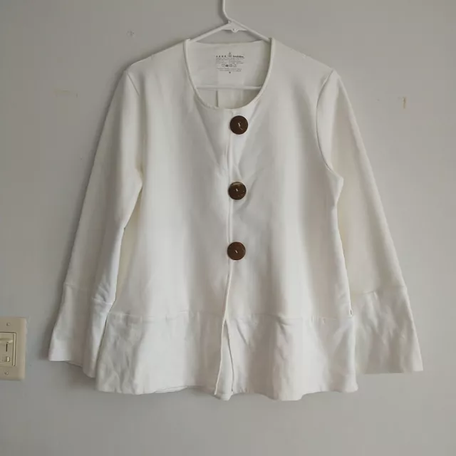 Neon Buddha Cardigan Stella Swing Jacket M White Buttons Cotton Neutral New