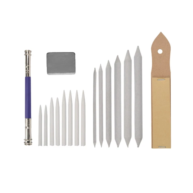 Lot De 9 Crayons D'Art En Papier Journal - Souches Mélange Blanc, Pour Dessin Et Croquis