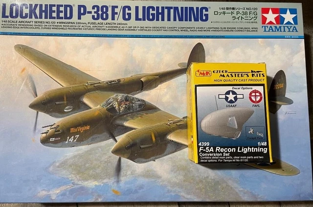 1/48 tamiya Lockheed P-38F/G Lightning + bonus conversion CMK for F-5A french
