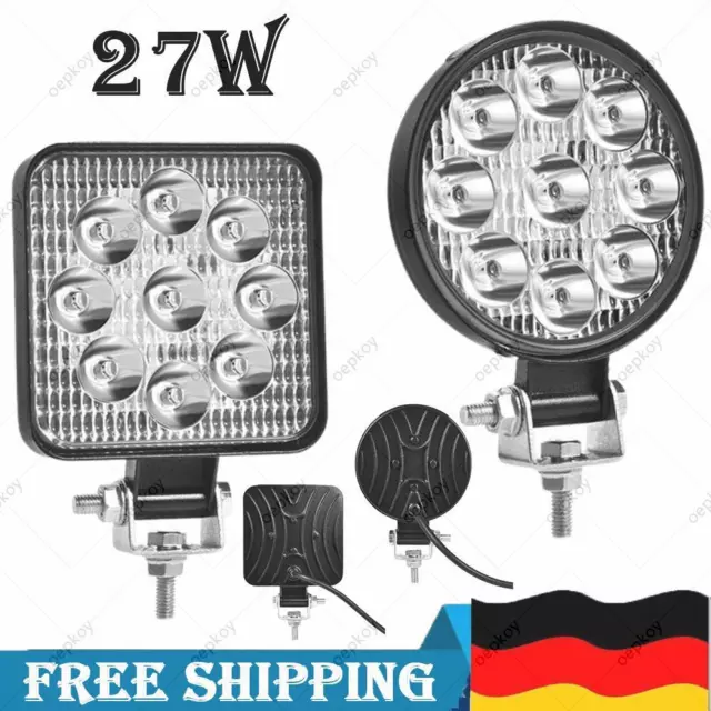 27W LED Arbeitscheinwerfer Nebellampe SUV Autolampe LKW Offroad Strahler 12V/24V