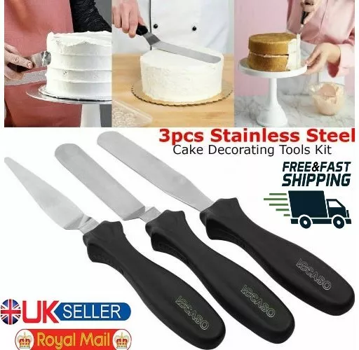 3pcs Stainless Steel Spatula Palette Knife Set Smooth Cake Decorating/Baking