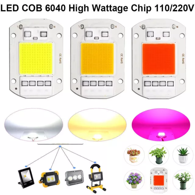 LED Chip COB 110/220V flutlicht Vollspektrum 20/30/50W High Power Licht Smart IC