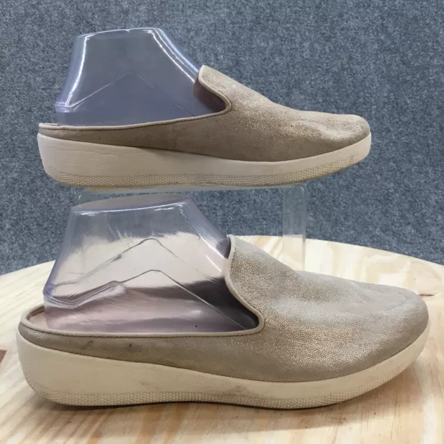 FitFlop Shoes Womens 9 Superskate Shimmer Mule Comfort J85480 Gold Suede Slip On