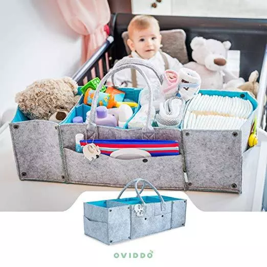 Extendable Baby Organizer w. 13 Compartments Large Baby Basket Nursery Organizer