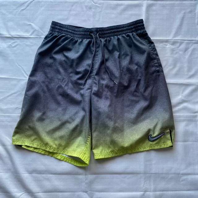 Nike Shorts Mens Large Gray Green Ombre Just Do it JDI Swim Trunks Lined