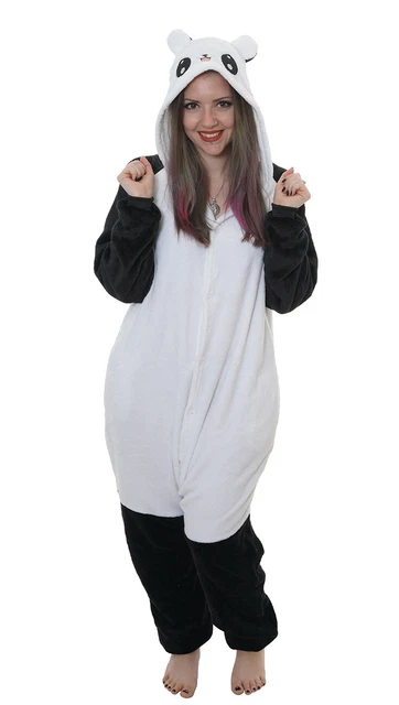 Suit Black and White Panda Happy, Pajamas Kigurumi Kawaii Cosplay Japona
