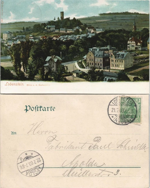 Litho AK Bad Lobenstein Panorama-Ansicht  1903     APOLDA (mit Ankunftsstempel)
