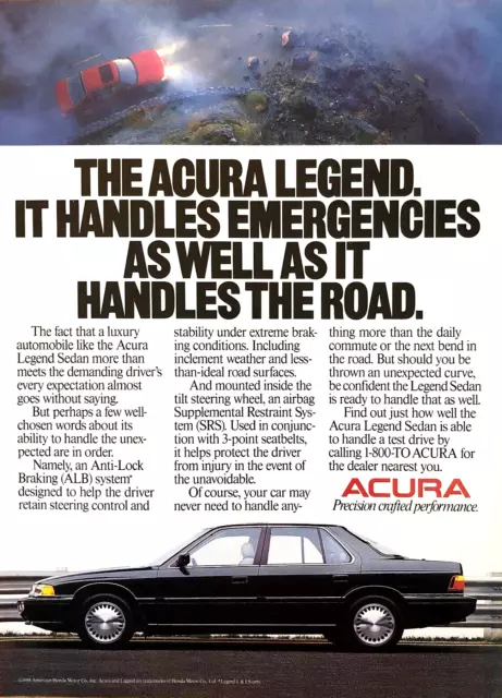 1989 Acura Legend Sedan—Vintage Magazine Advertisement—Original Print Ad