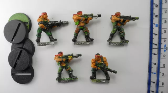 5 LUCHADORES CATACHAN JUNGLE Metal Astra Militarum Guardia Imperial 40K Años 1990 QA3