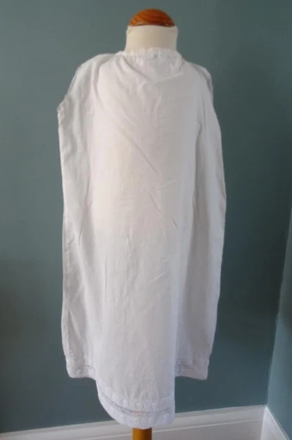Sottoveste antica vittoriana ragazze bianco cotone ricamato pizzo edoardiano